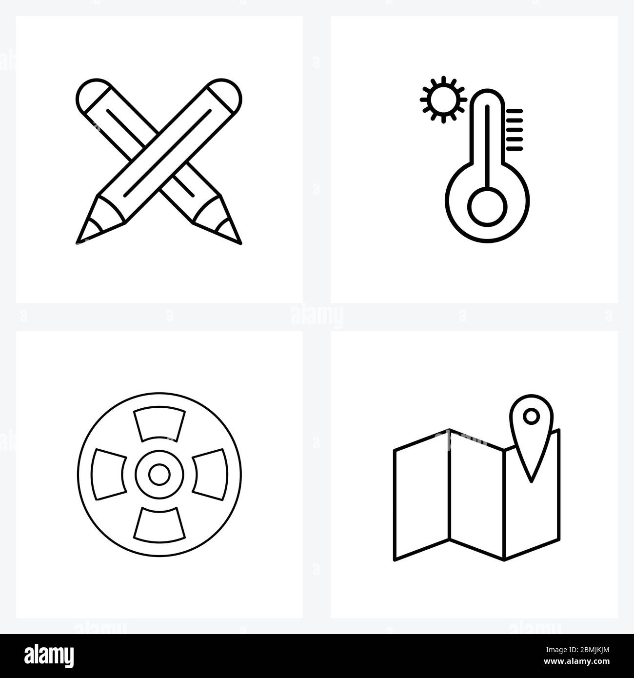 Set von 4 Universal Line Icons Farben, Medizin, Bildung, Gesundheit, nukleare Vektor Illustration Stock Vektor