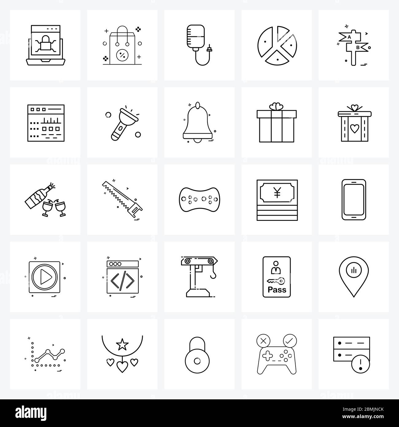 UI-Satz von 25 Grundliniensymbole der Richtung, Statistik, Drip, Graph, Diagramm Vektor-Illustration Stock Vektor