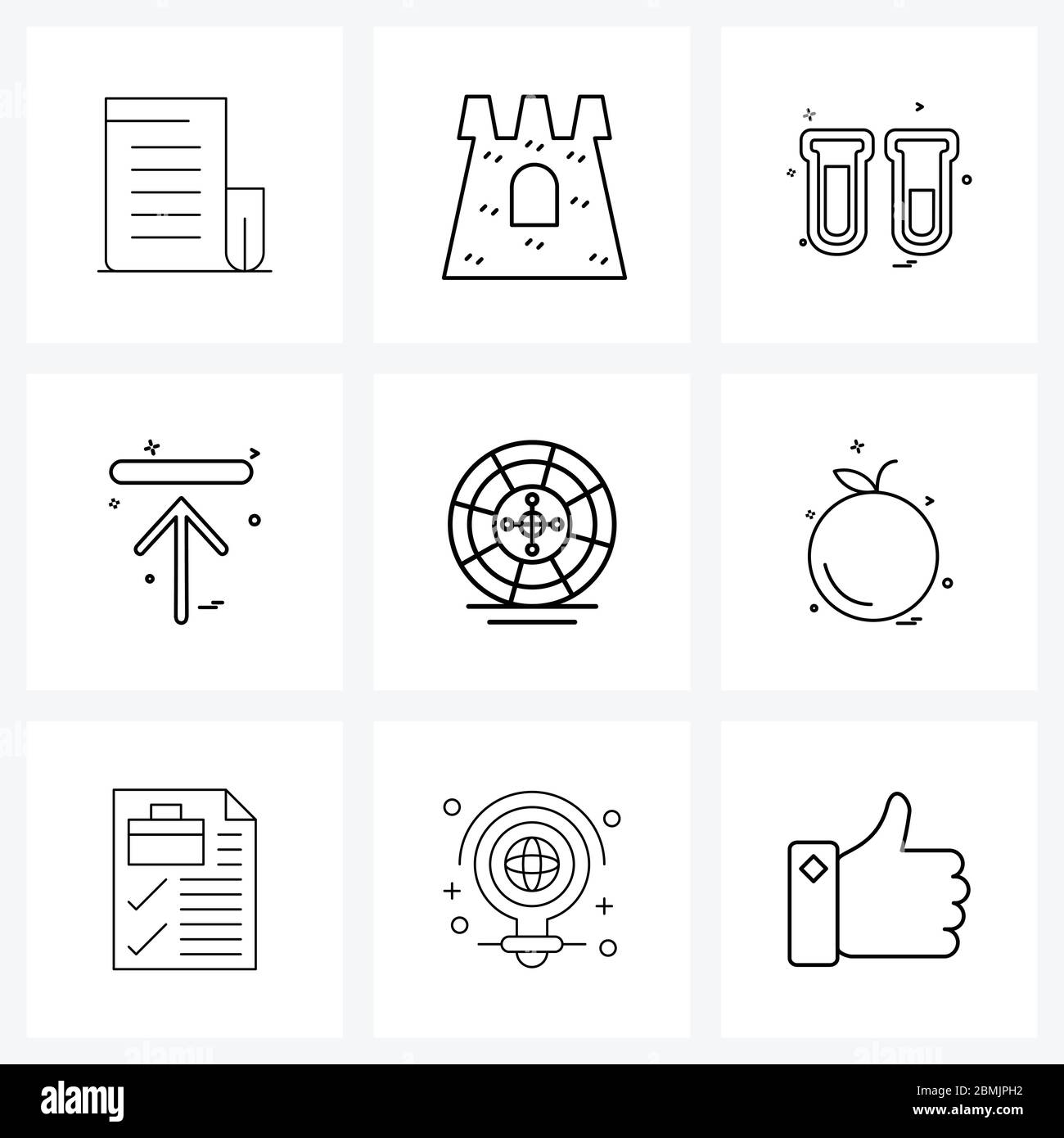 UI Set von 9 Basic Line Icons von Casino, medizinische, Upload, Richtung Vektor Illustration Stock Vektor