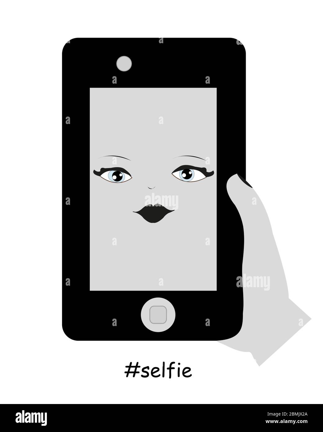 Frau nimmt Selbstporträt mit Telefon. Selfie-Vektor Stock Vektor