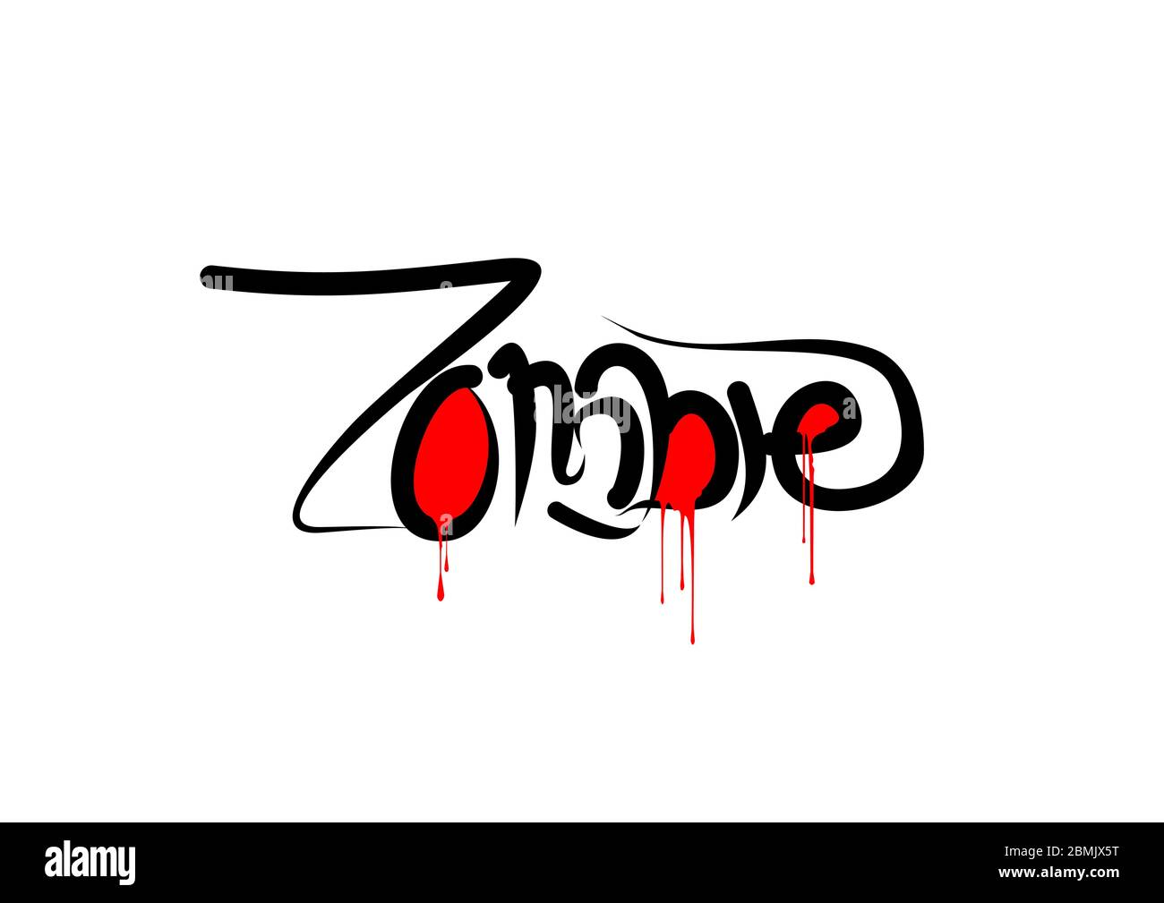 zombie Schriftzug Text. Moderne Kalligraphie Stil Vektor-Illustration. Stock Vektor