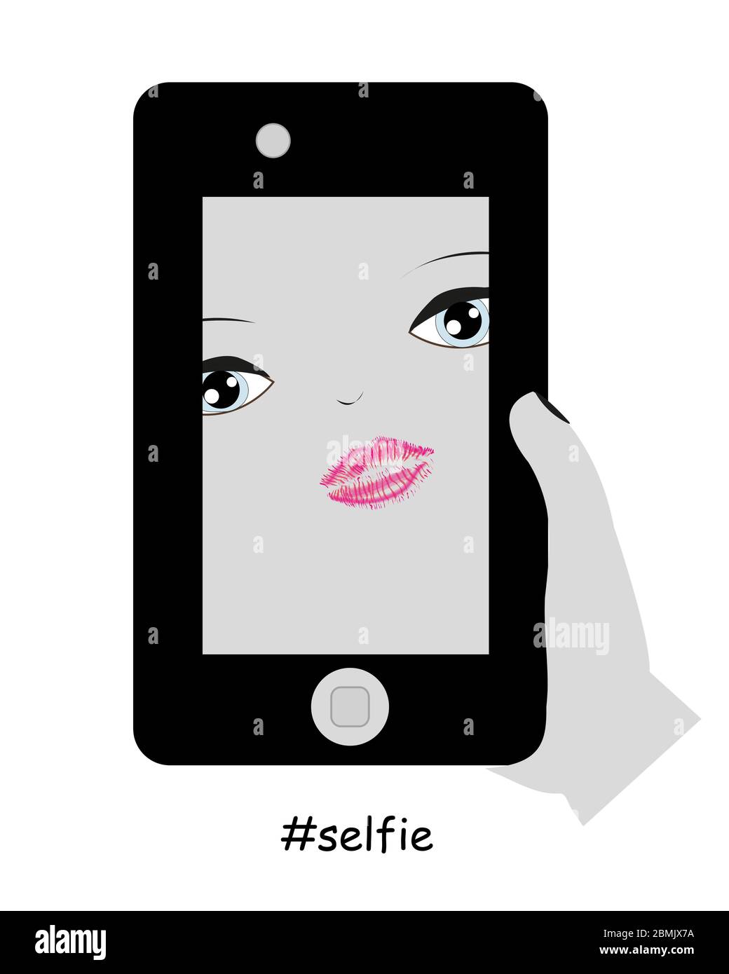 Schönheit Frau, die Selbstporträt mit Telefon. Selfie-Vektor Stock Vektor