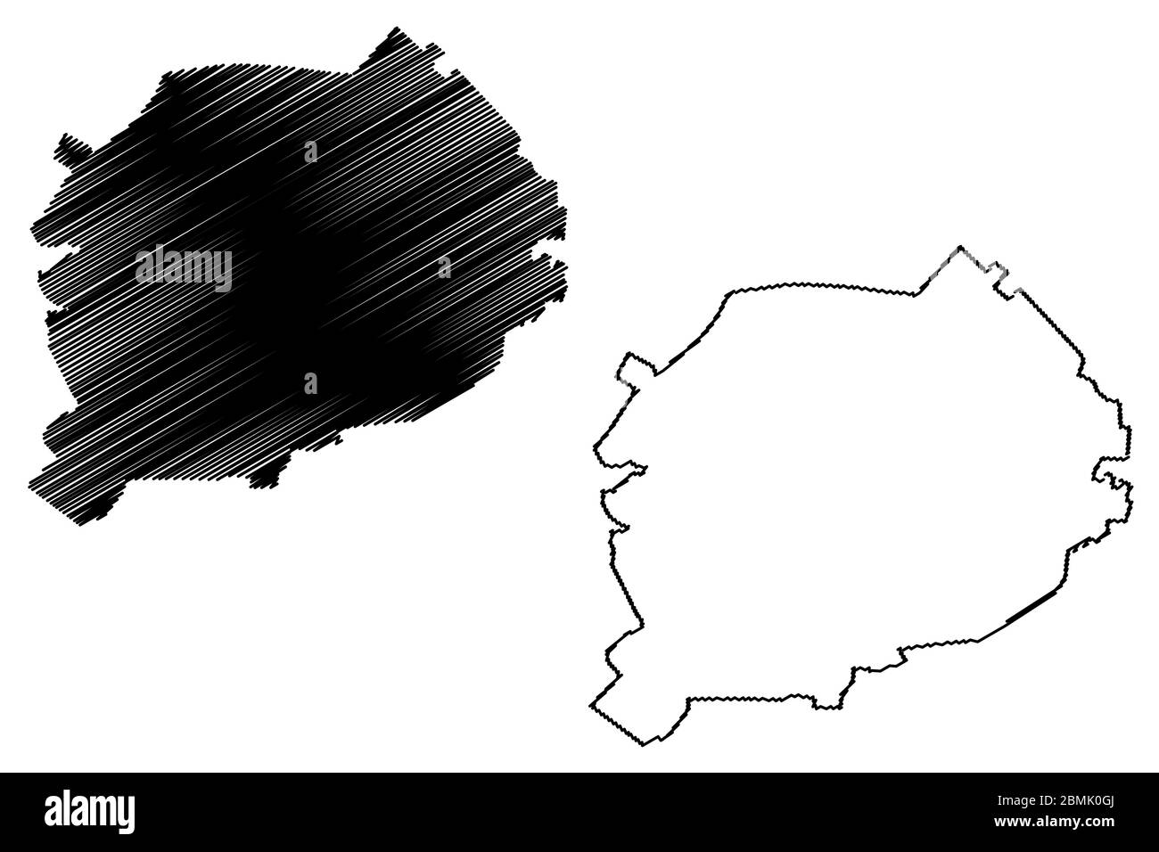 Jerez de la Frontera City (Königreich Spanien, Andalusien) Karte Vektor Illustration, Scribble Sketch City of Jerez Karte Stock Vektor