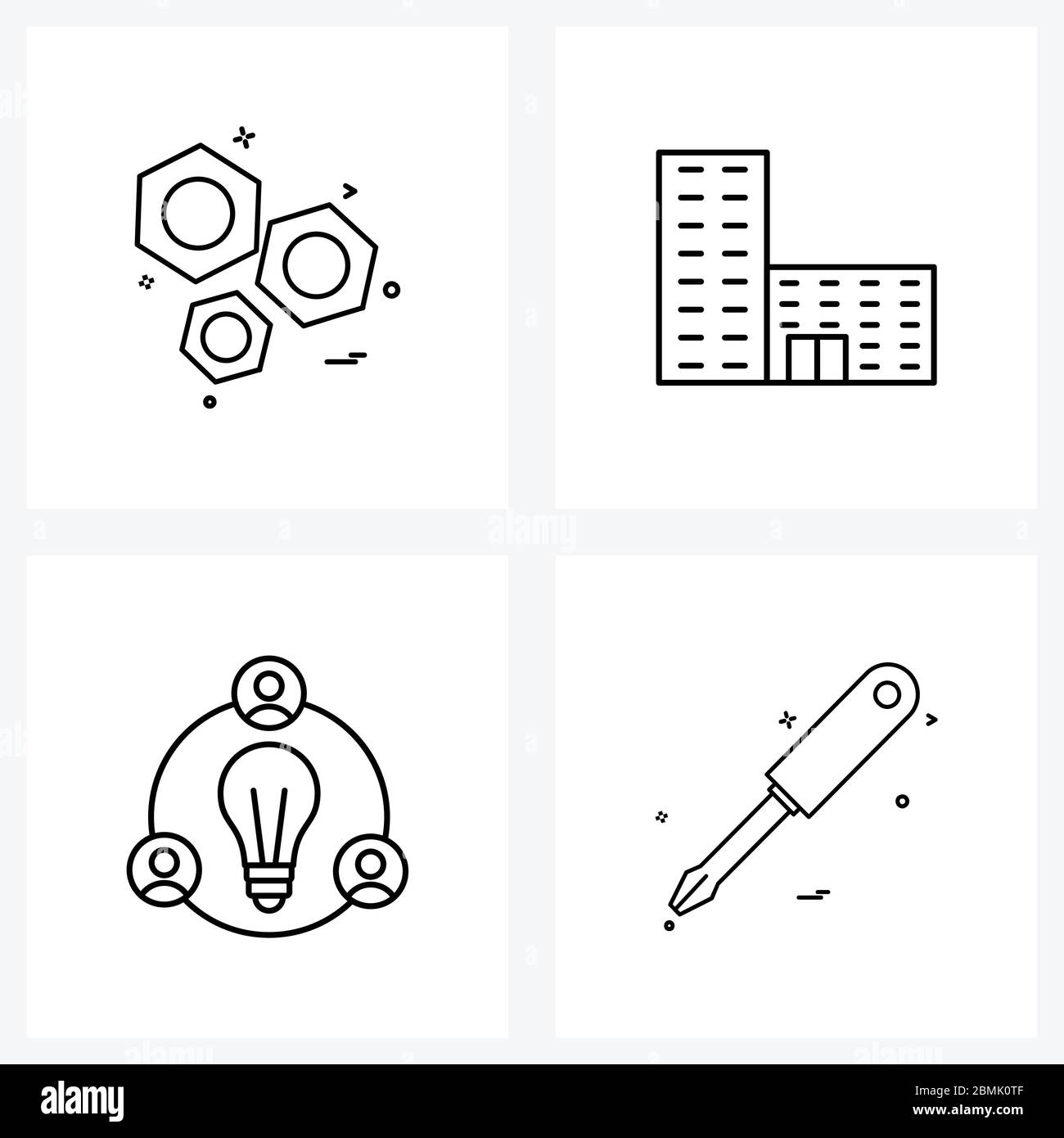 Mobile UI Line Icon Set aus 4 modernen Piktogrammen von Konstruktion, Idee, Arbeit, Turm, Kommunikation Vektor Illustration Stock Vektor