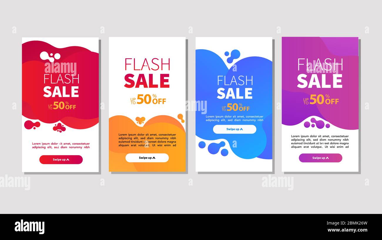 Dynamische moderne Flüssigkeit mobile für Flash-Verkauf Banner. Verkauf Banner Vorlage Design, Flash Verkauf Sonderangebot Set Stock Vektor
