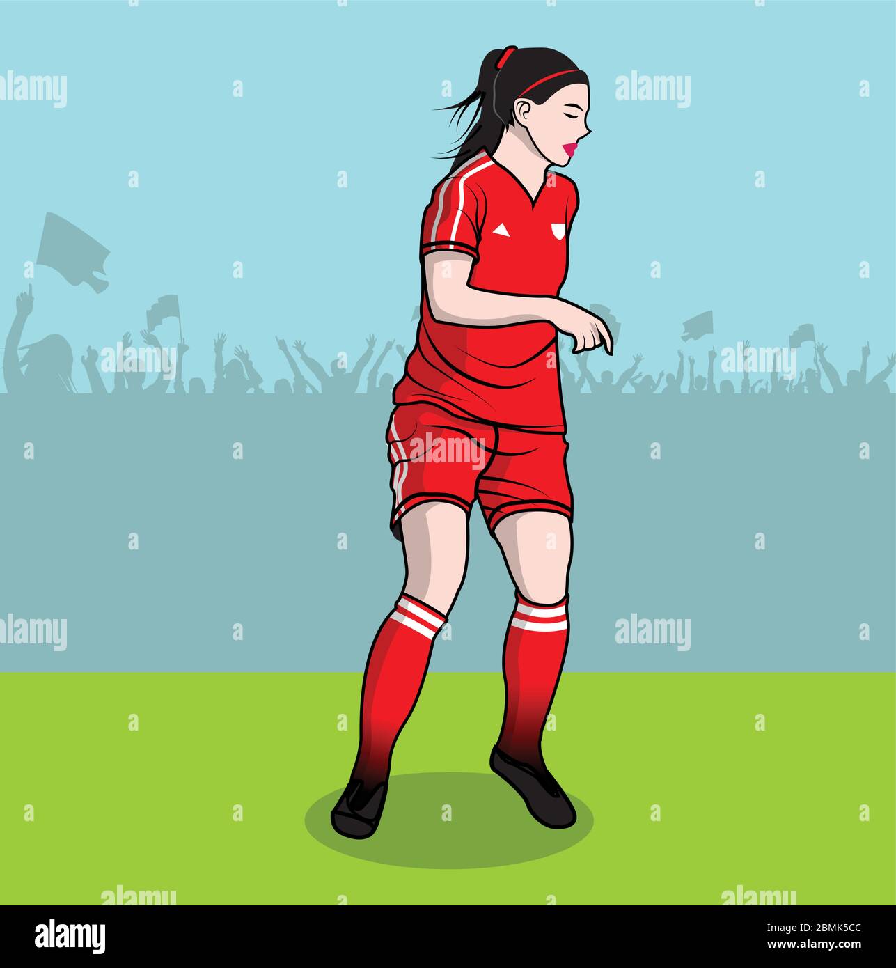 Frau Fußball mit Zuschauer Hintergrund, Vektor, Illustration Stock Vektor