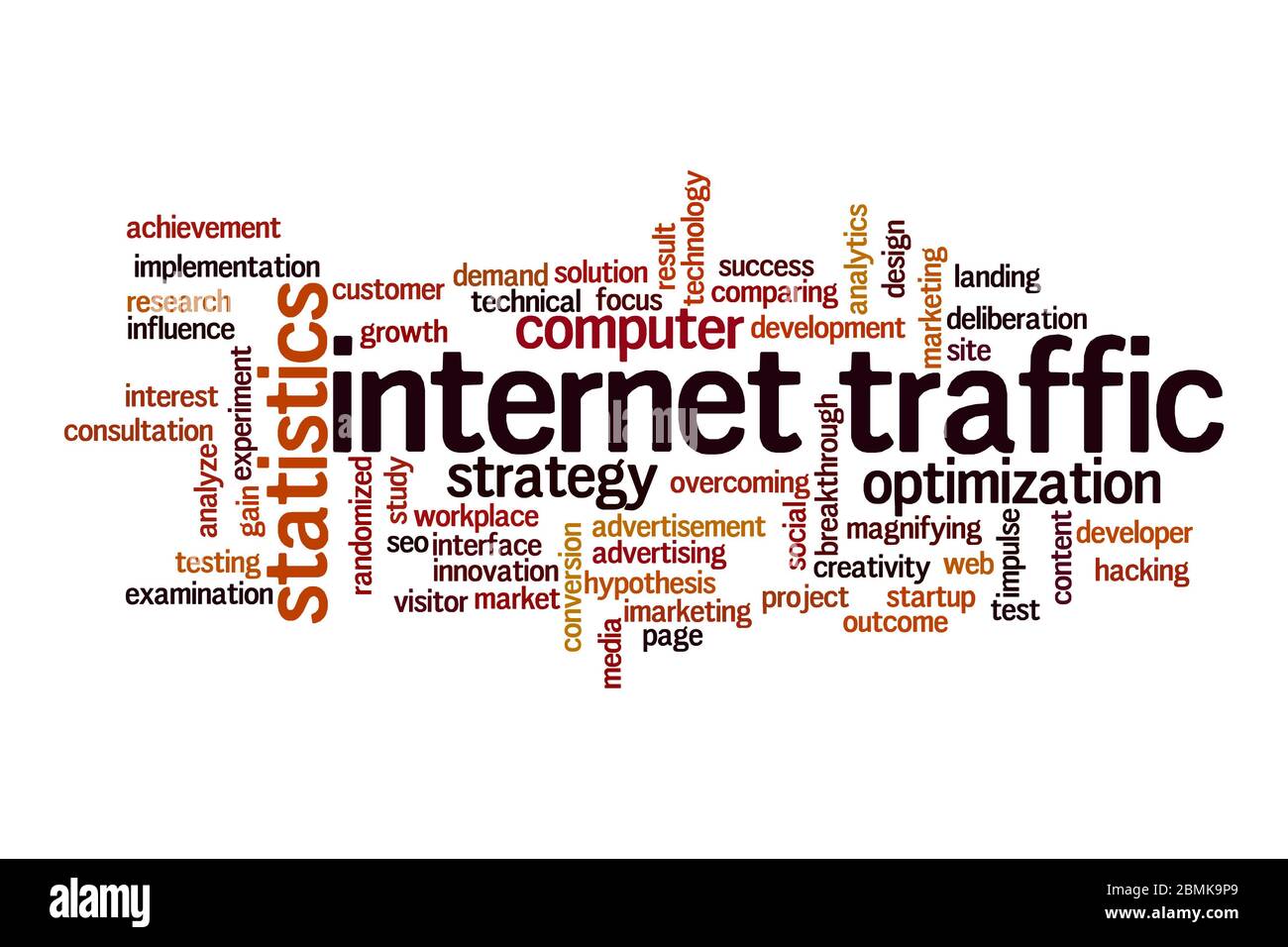Internet Traffic Wort Cloud Konzept auf weißem Hintergrund Stockfoto