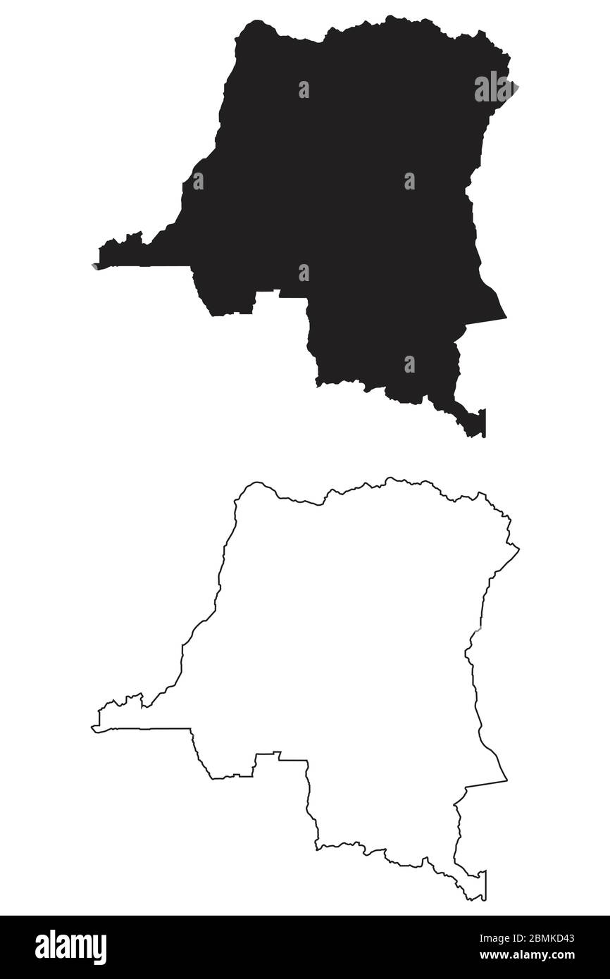 Landkarte Des Kongo. Schwarze Silhouette und Umriss isoliert auf weißem Hintergrund. EPS-Vektor Stock Vektor