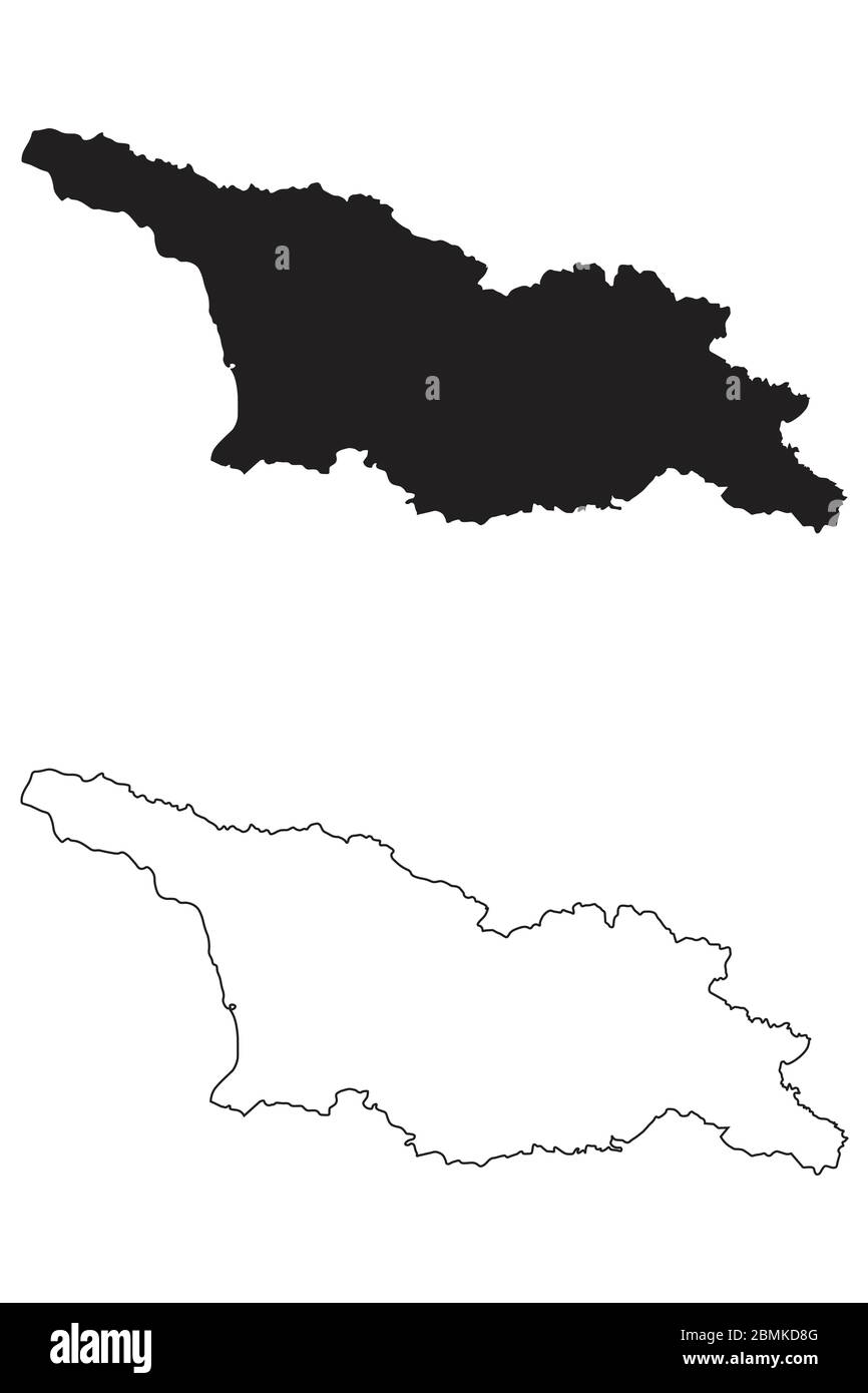 Georgia Country Map. Schwarze Silhouette und Umriss isoliert auf weißem Hintergrund. EPS-Vektor Stock Vektor Georgia Country Map. Schwarze Silhouette und Umriss isoliert auf weißem Hintergrund. EPS-Vektor Stock Vektor