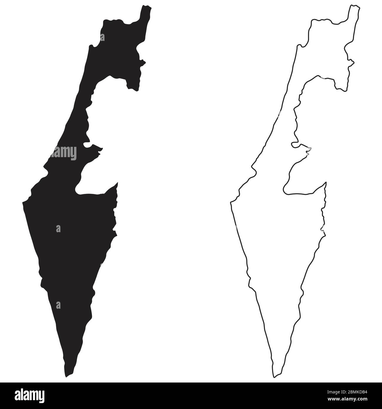 Länderkarte Israel. Schwarze Silhouette und Umriss isoliert auf weißem Hintergrund. EPS-Vektor Stock Vektor