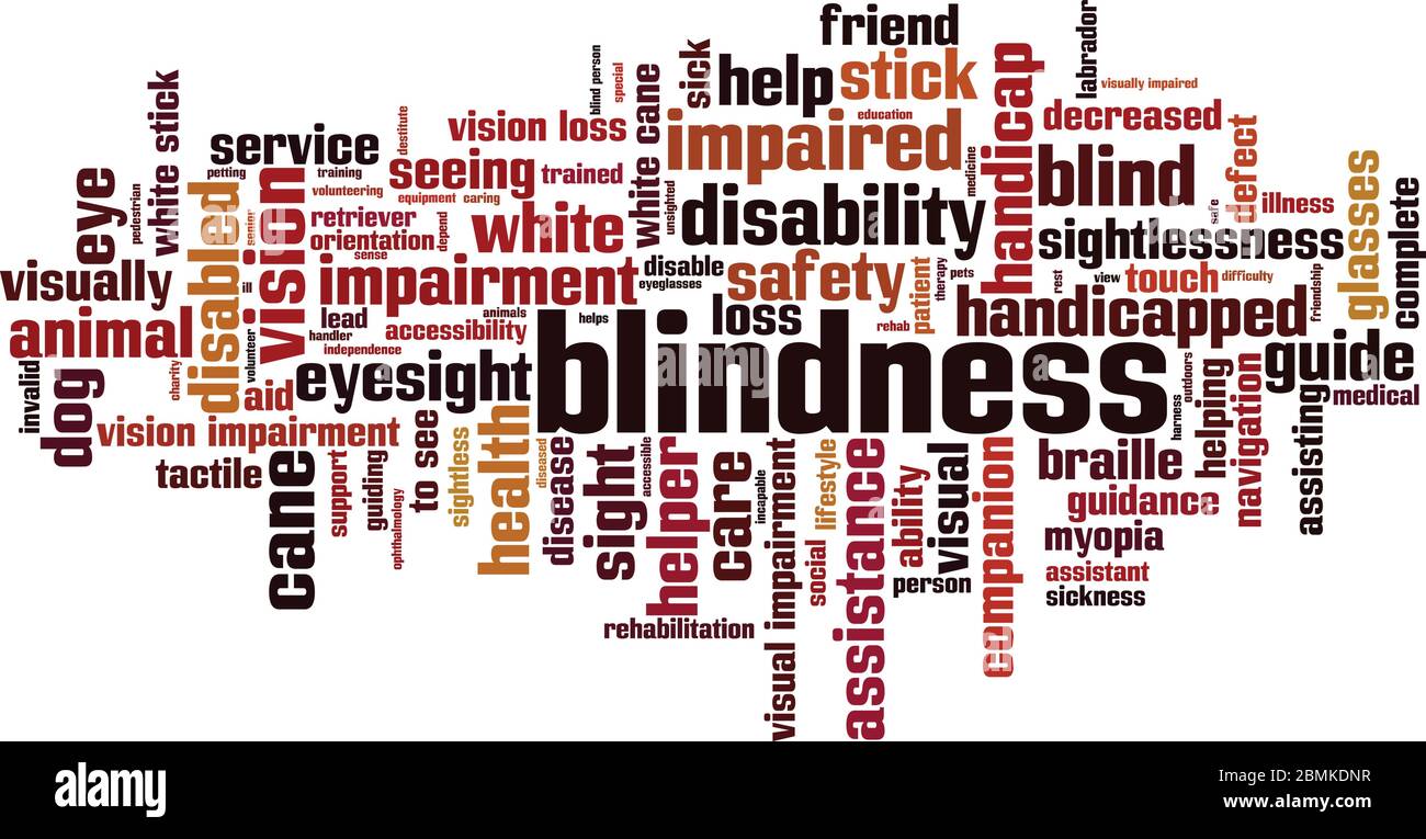 Blindheit Wort Wolke Konzept. Collage aus Worten über Blindheit. Vektorgrafik Stock Vektor