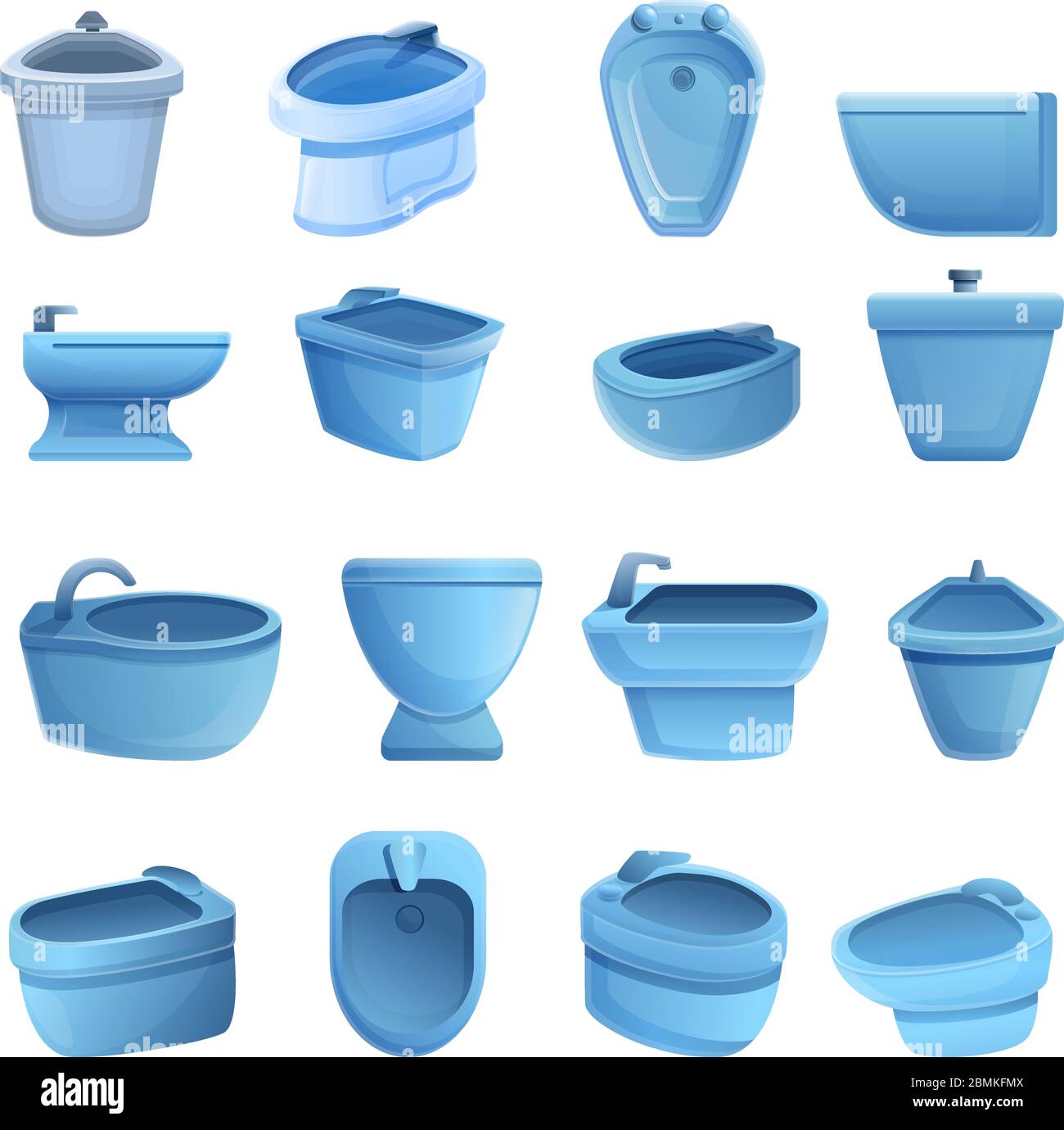 Bidet-Symbole gesetzt. Cartoon Satz von Bidet Vektor-Icons für Web-Design Stock Vektor