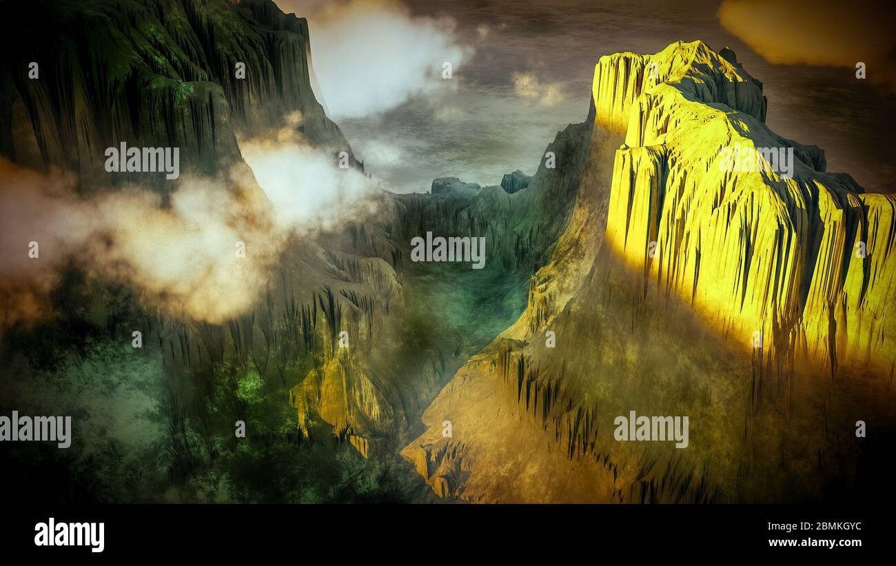 Whie Canyon in der sonnigen Tag 3d-Rendering Stockfoto