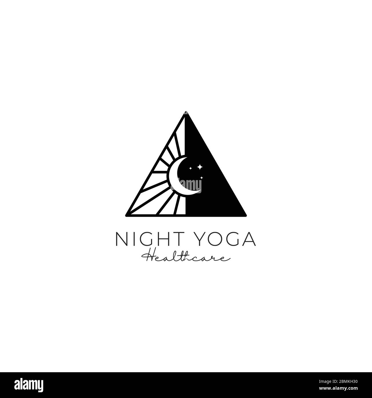Dreieck mit Mond für Yoga Logo Design Vektor Stock Vektor