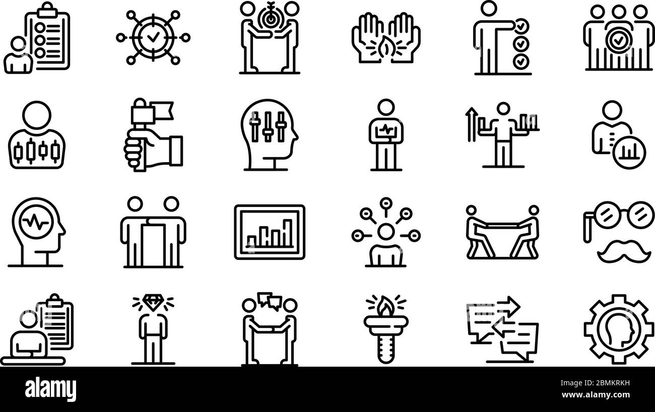 Persönliche Merkmale Symbole gesetzt, Outline-Stil Stock Vektor