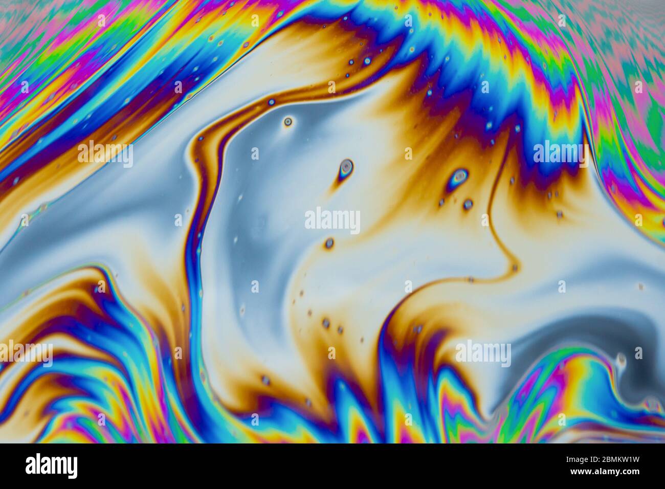 Psychedelische bunte Muster Hintergrund. Foto Makro Aufnahme von Seifenblasen Stockfoto