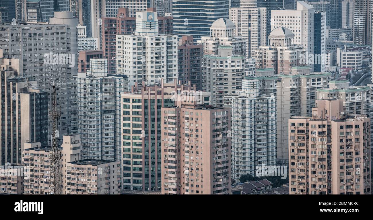 Bürogebäude außen und Stadtbild in Shanghai Stockfoto