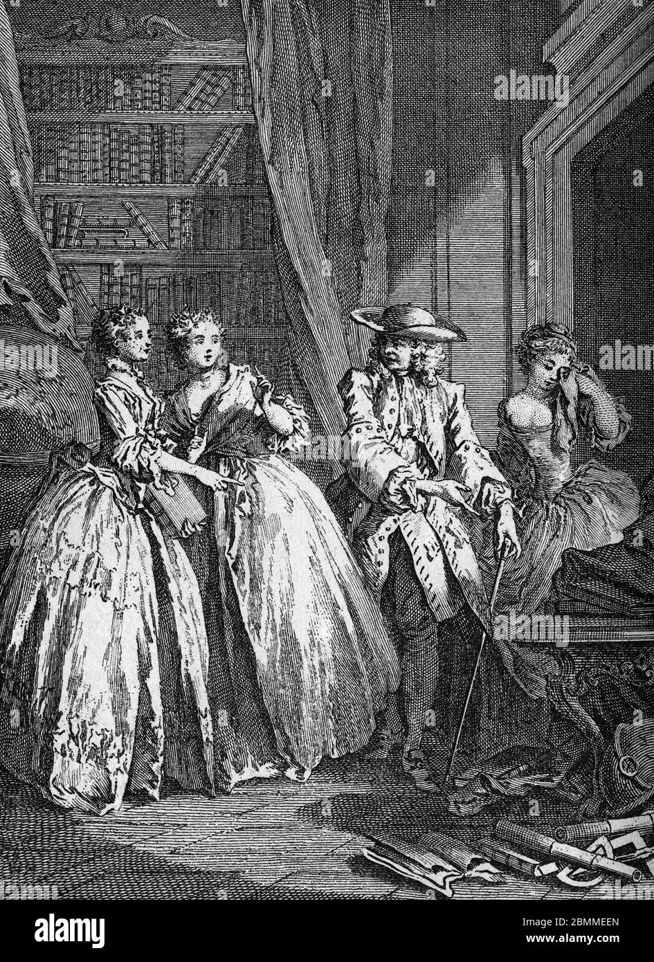 "Les femmes savantes" Gravure tiree de 'oeuvres' de Jean-Baptiste Poquelin dit Moliere (Jean Baptiste Poquelin, 1622-1673), Dramaturge et acteur de Th Stockfoto