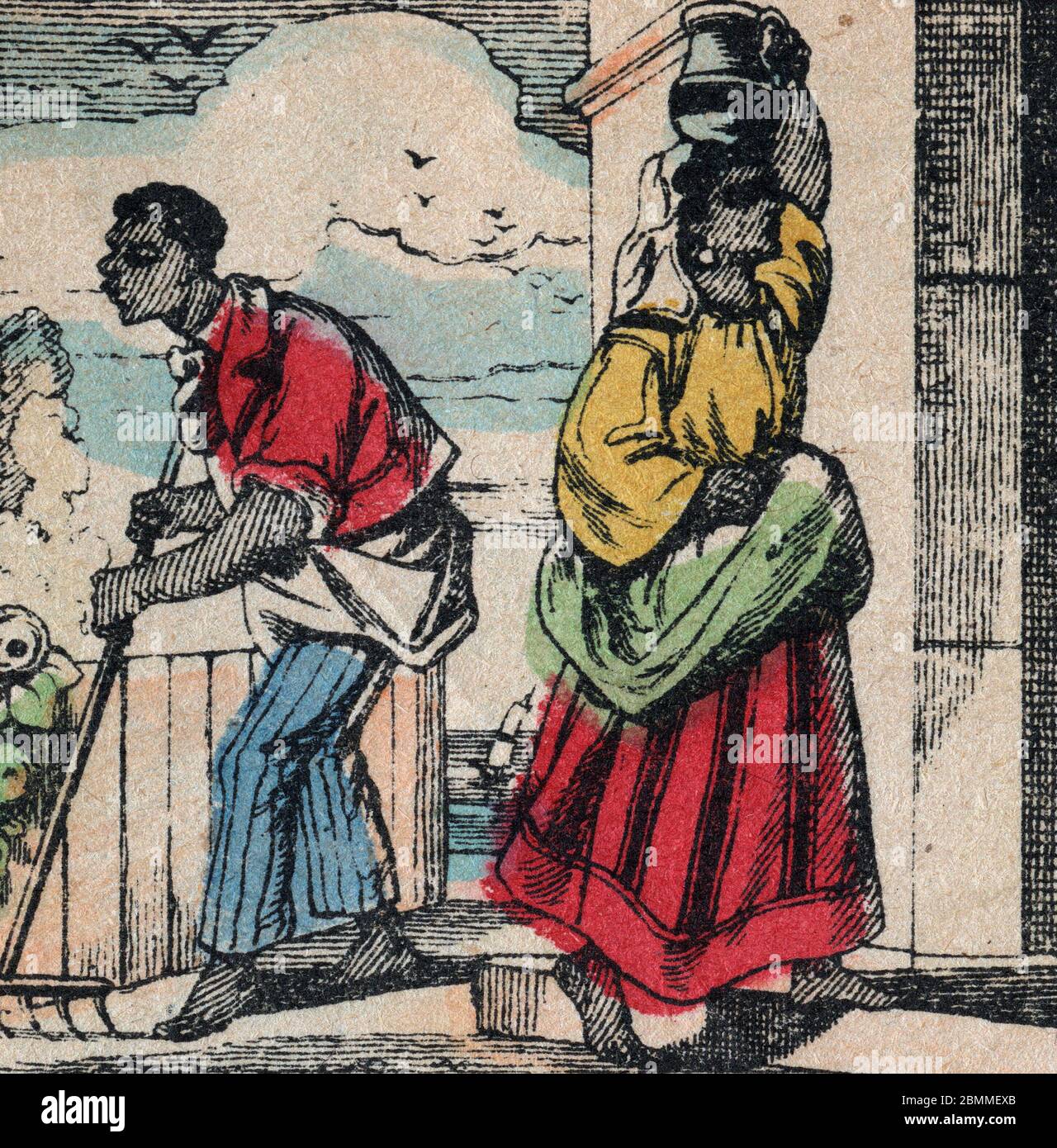 Illustration de 'Paul et Virginie' de Bernardin de Saint Pierre (1737-1814) : deux esclaves de l'Ile de france (puis ile Maurice) - Paul et Virginie, Stockfoto