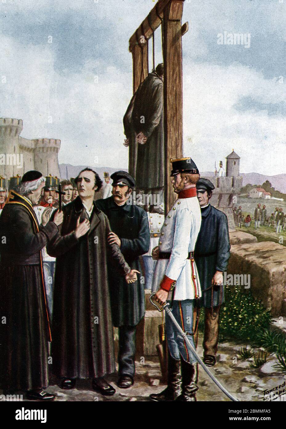 Risorgimento, les Martyrs de Belfiore, le pretre Enrico Tazzoli condamne a la pendaison par les autrichiens le 7/12/1852' (Belfiore Märtyrer, der Tod Stockfoto