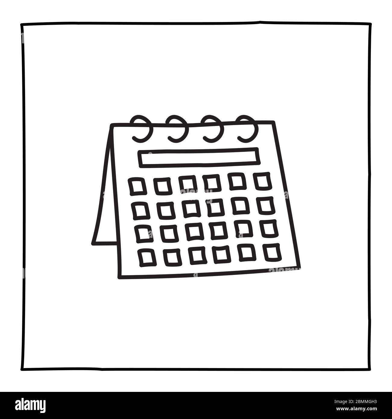 Doodle Kalender Zeitplan Symbol oder Logo, von Hand gezeichnet mit