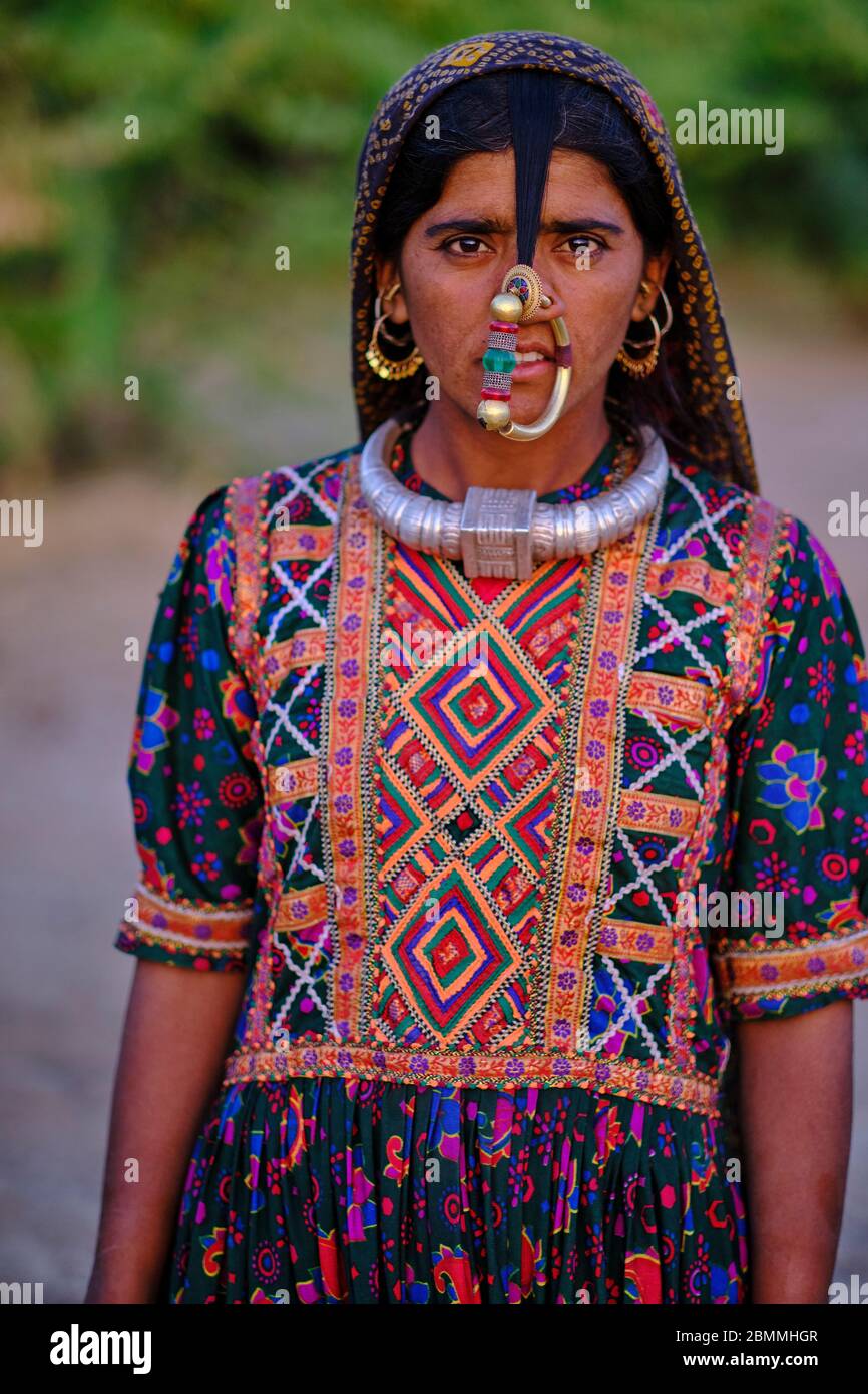 Indien, Gujarat, Kutch, Banni Bezirk, Jat Frauen, muslimische Bevölkerung Stockfoto