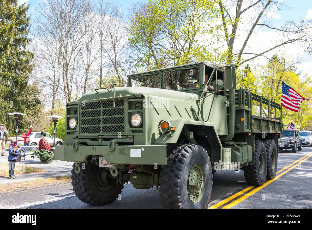 Deuce und eine Hälfte, US Army Truck, Teilnahme an der Geburtstagfahrt für einen lokalen 2. Weltkrieg Veteran an seinem 98. Geburtstag. Stockfoto