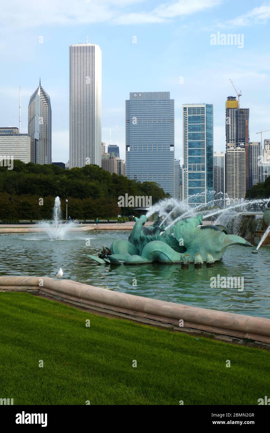 Der Clarence Buckingham Memorial Fountain am Lakeshore Drive. In Chicago, Illinois, USA Stockfoto
