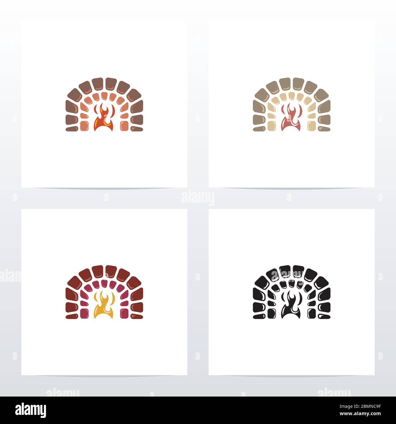 Design Mit Steinziegel-Logo Für Kamin Stock Vektor