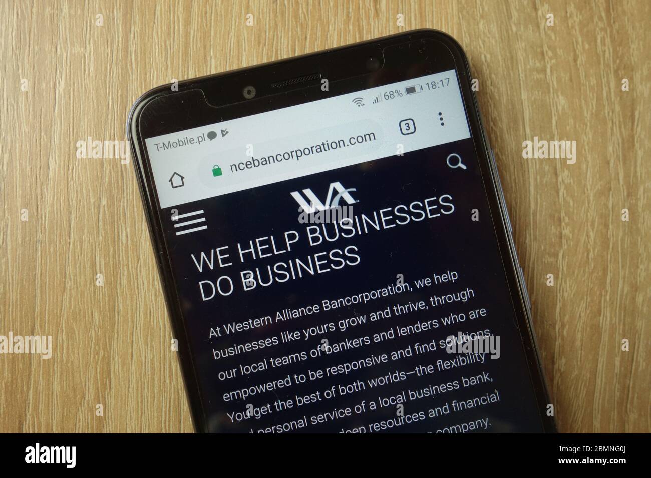WESTERN Alliance Bancorporation Bank Website auf dem Smartphone angezeigt Stockfoto