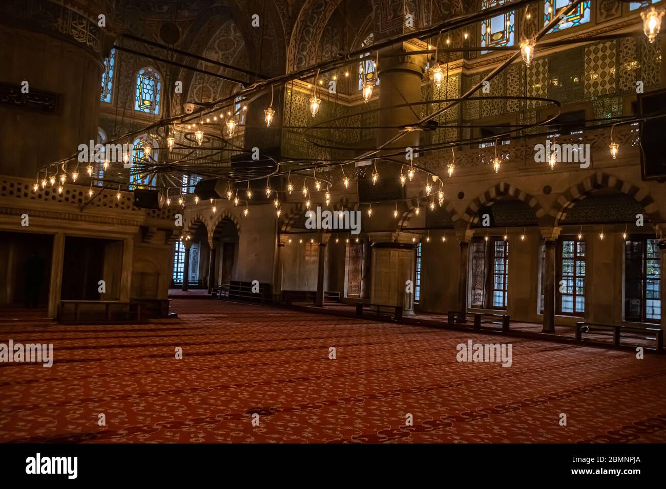 Innenraum der Blauen Moschee, Estambul Stockfoto