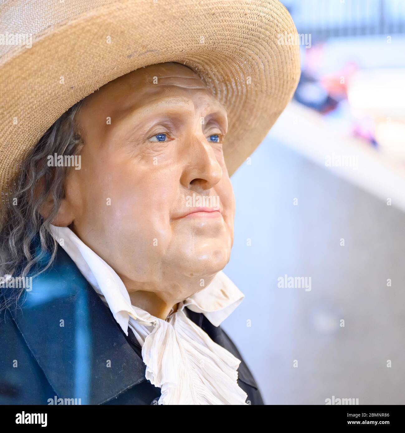 Jeremy Bentham, Student Center, UCL - Wax Face nach dem Vorbild von Jaques Talrich ist der eigentliche Kopf in einem Universitätssafe gespeichert Stockfoto