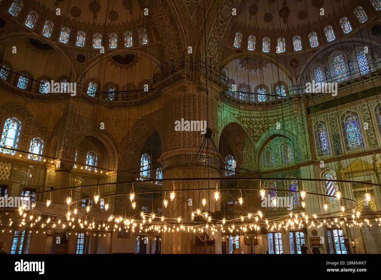 Innenraum der Blauen Moschee, Estambul Stockfoto
