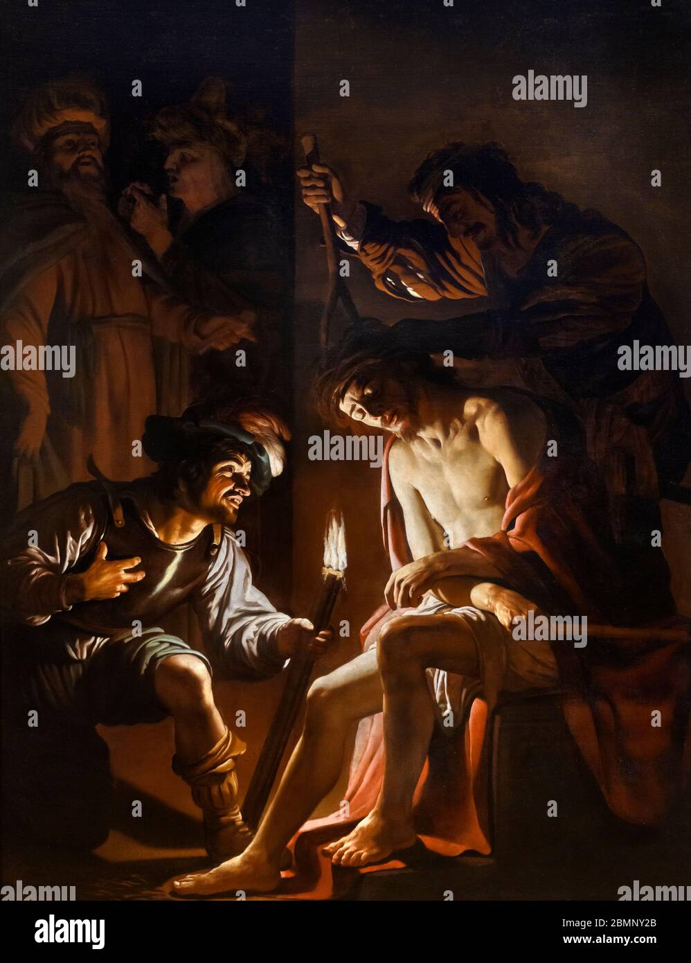 Christus gekrönt mit Dornen von Gerrit van Honthorst (1592-1656), Öl auf Leinwand, ca.1620 Stockfoto