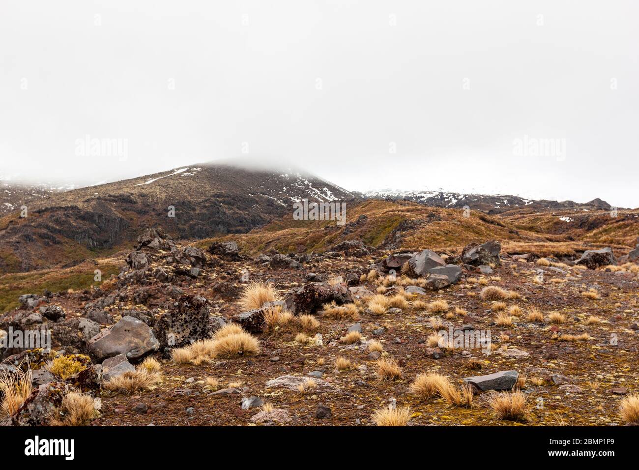 Landschaft aus Schnee Mount Ruapehu, Tongariro National Park, Manawatu-Wanganui, Neuseeland Stockfoto
