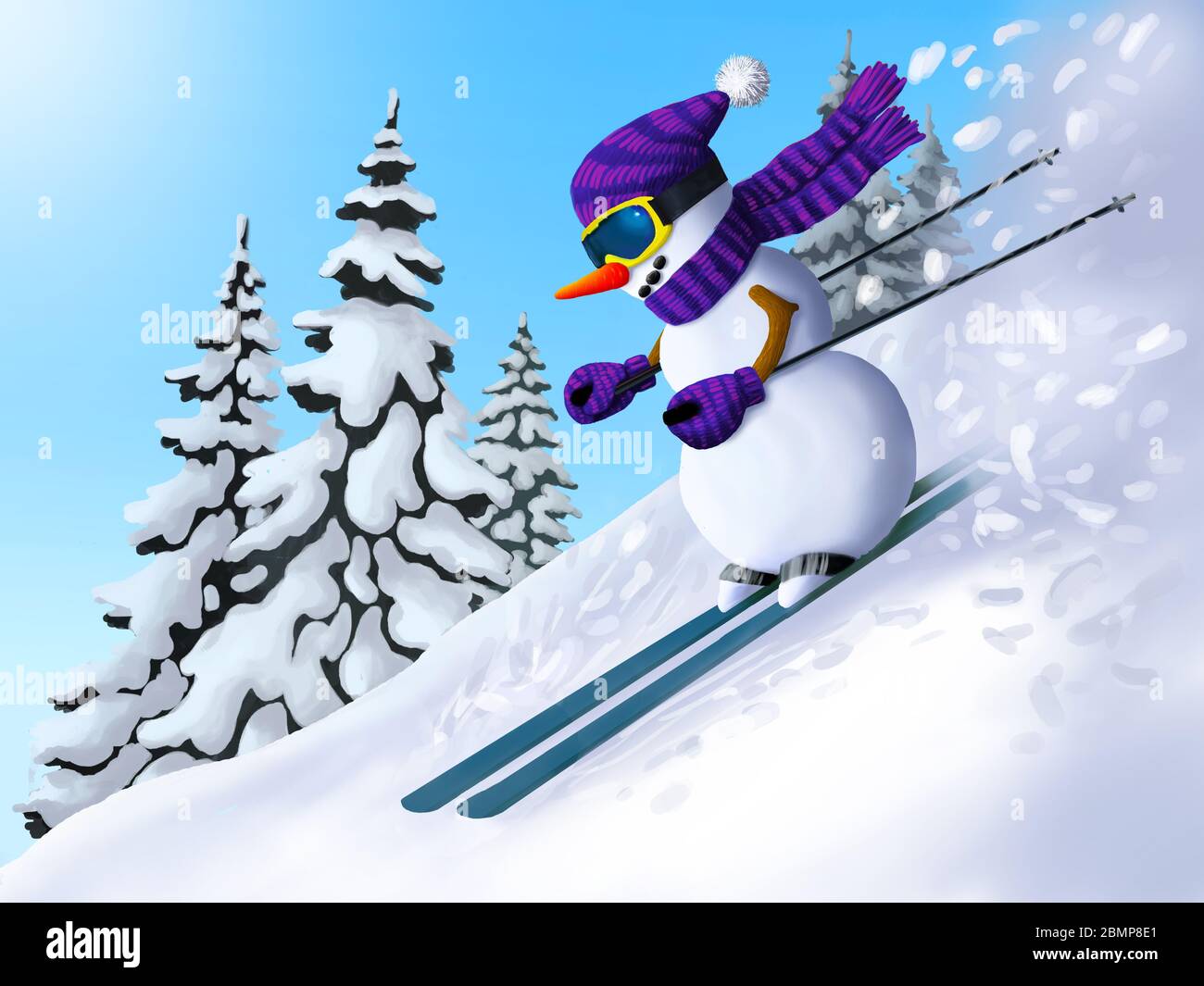 Ski sport cartoon illustration Fotos und Bildmaterial in hoher