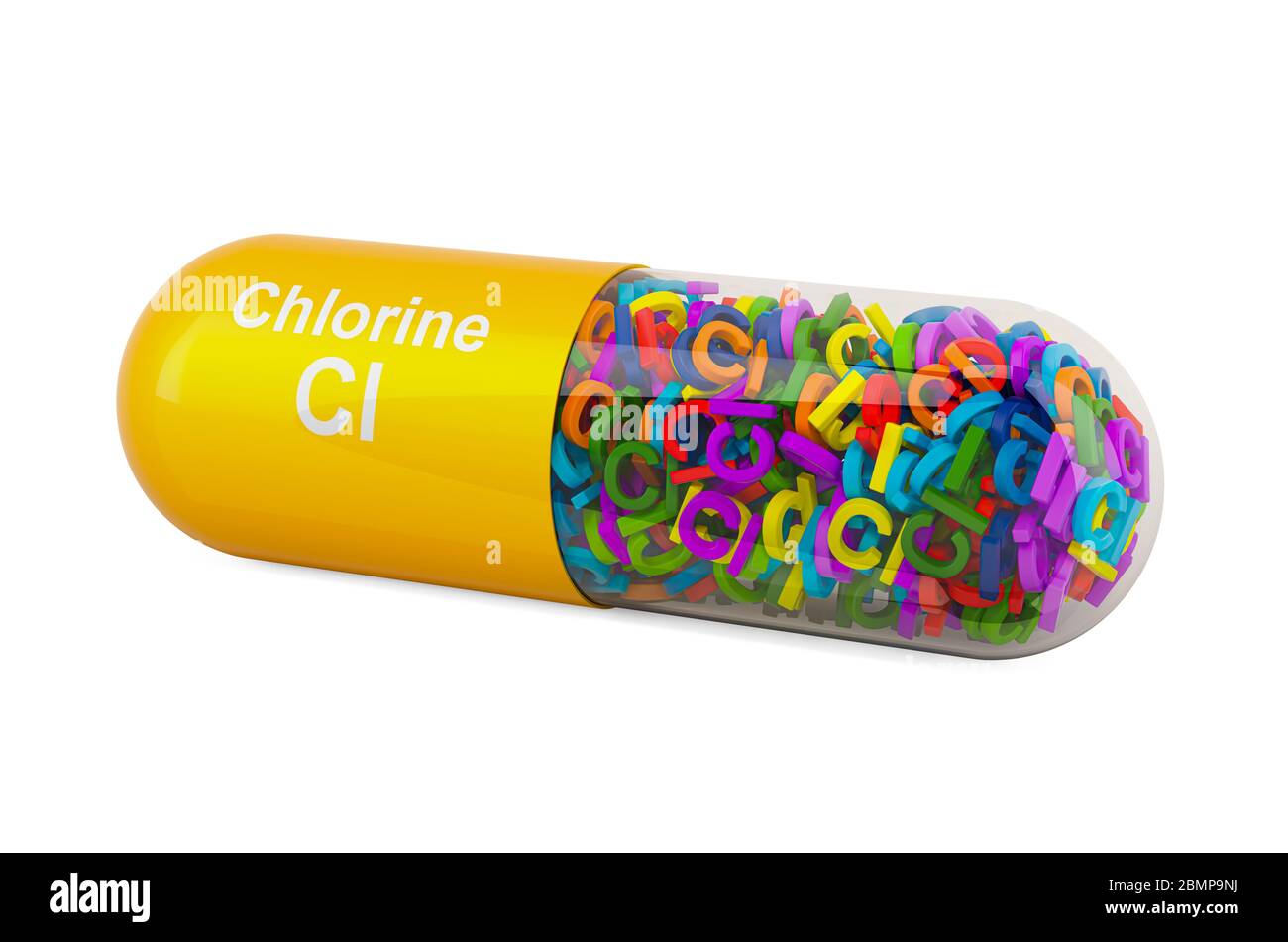 Chlor C. 3D-Rendering auf weißem Hintergrund isoliert Stockfoto