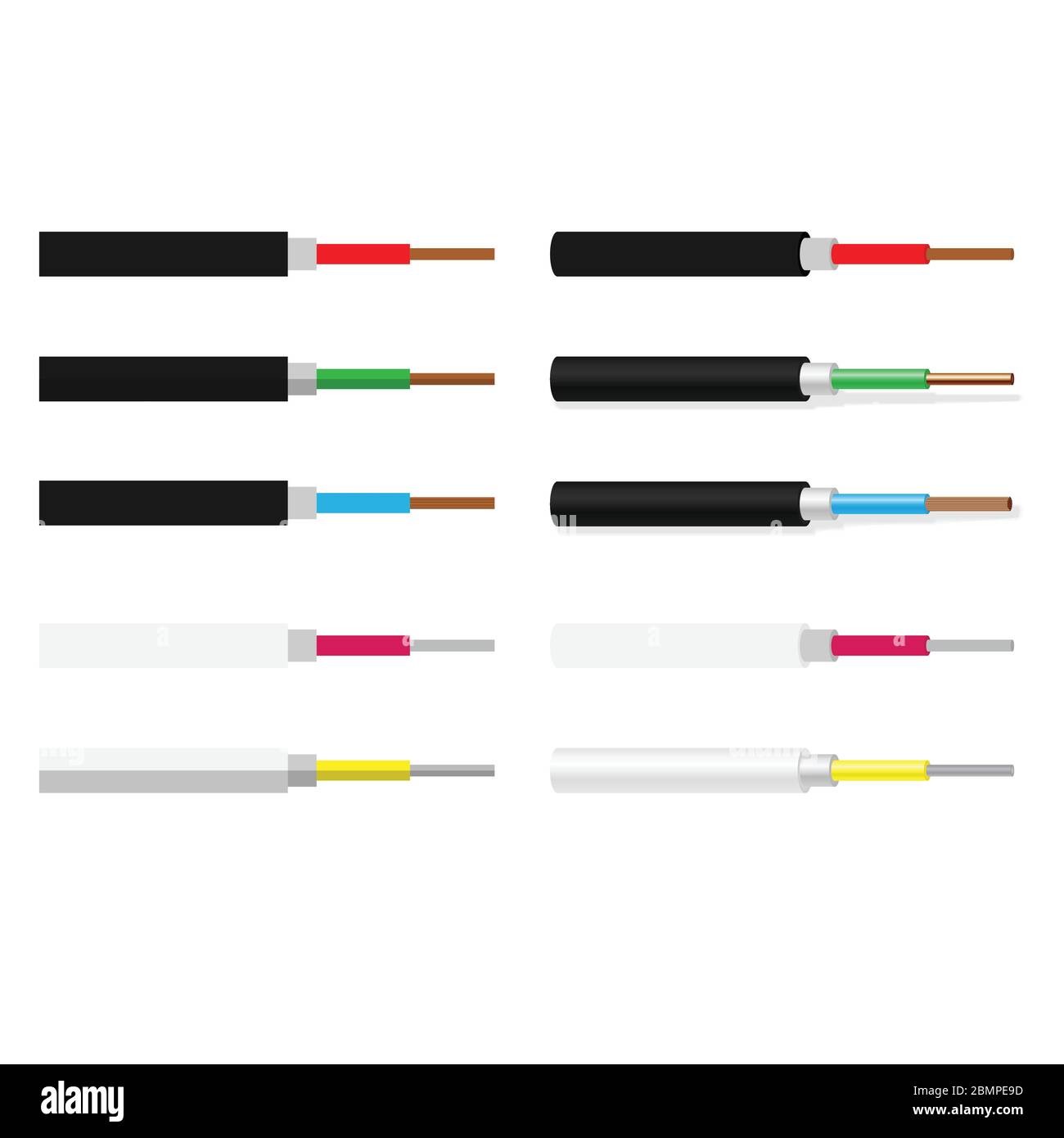 Satz Elektrokabel Stock Vektor