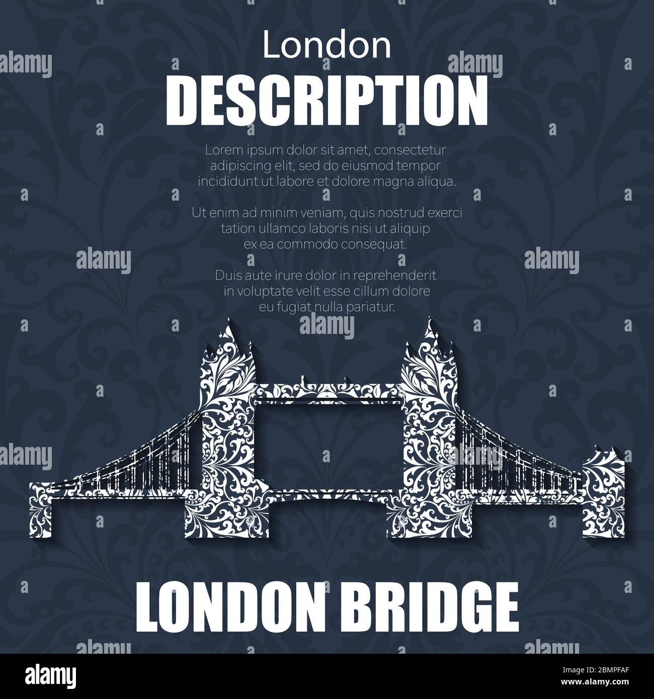 Retro Boho Blumenmuster London Bridge Stock Vektor