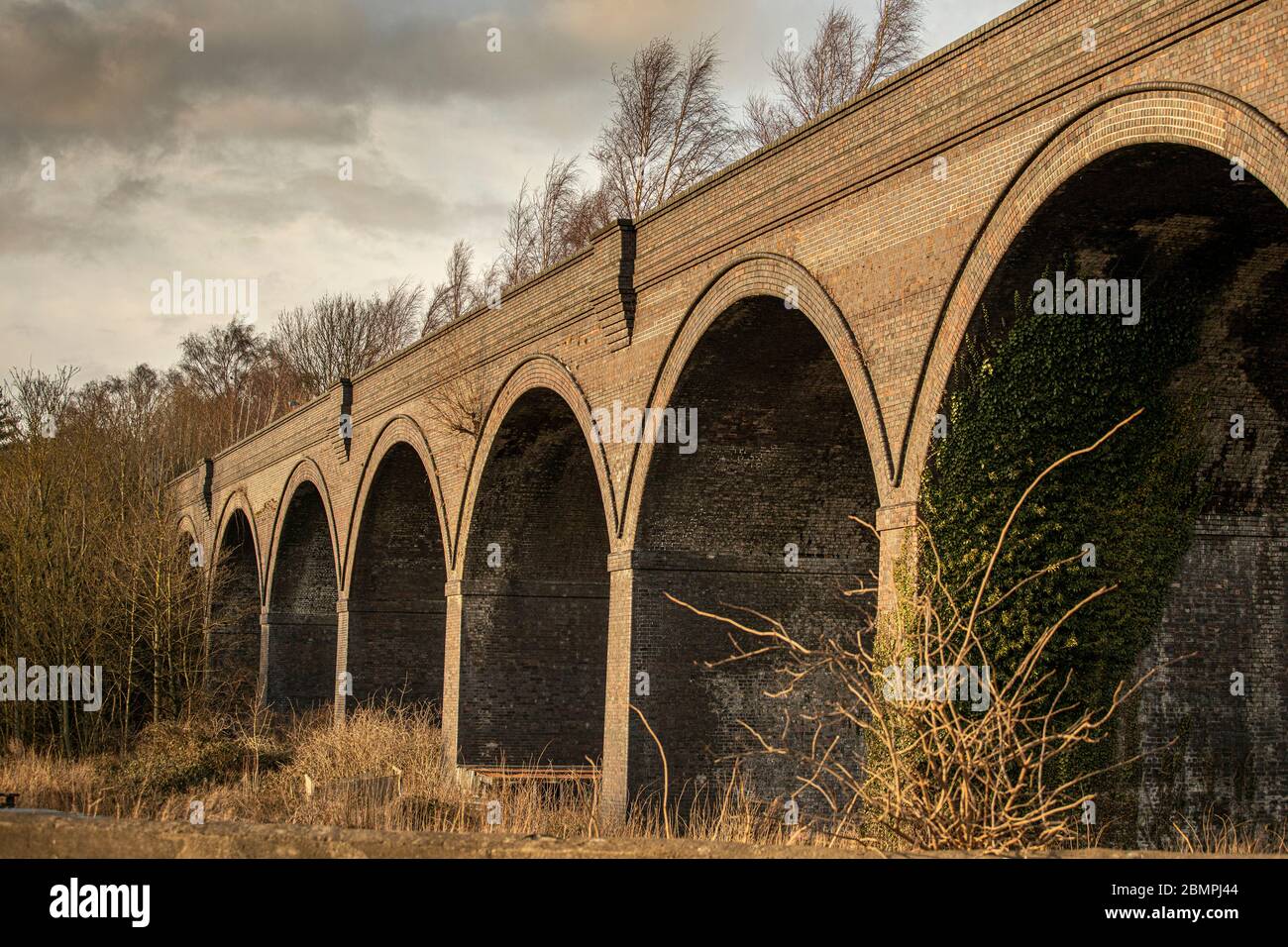 Blick auf stilles Viadukt im ländlichen Yorkshire, England. Stockfoto