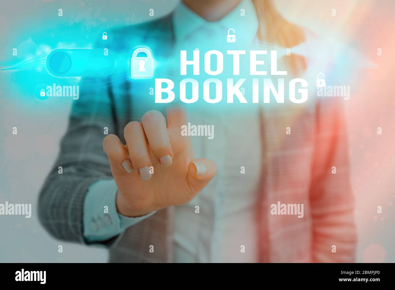 Text zur Worteingabe Hotelbuchung. Geschäftsfoto mit Online-Reservierungen Presidential Suite De Luxe Hospitality Stockfoto