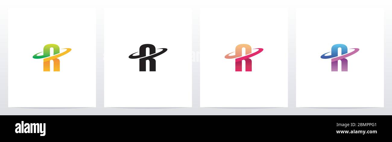 Swoosh Grafik auf Brief Logo Design R Stock Vektor