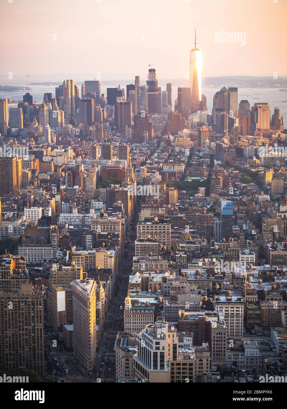 Skyline von Lower Manhattan, New York City, Vereinigte Staaten von Amerika. Stockfoto