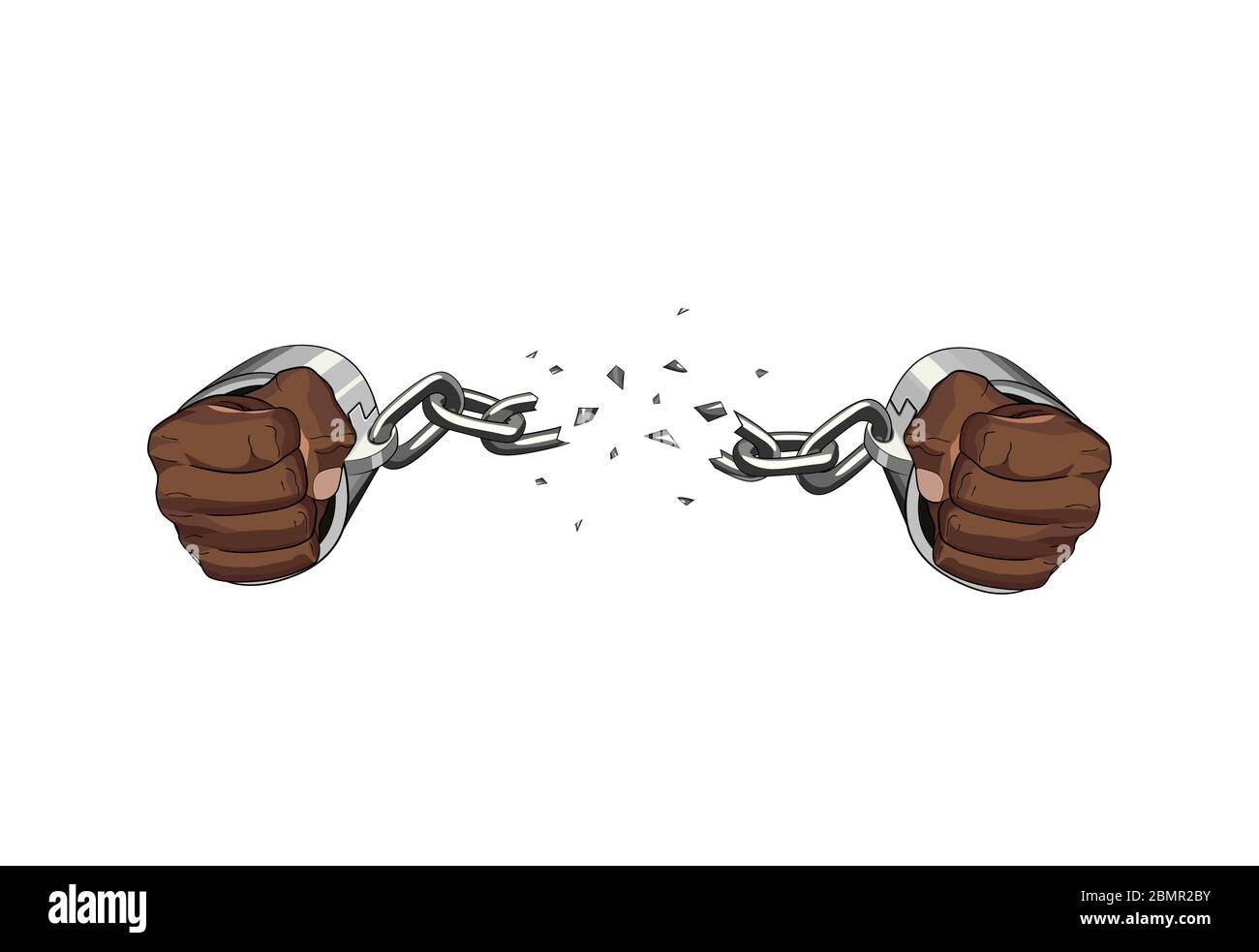 Freie Sklavin gebrochene Handschellen Kette. Afrikanische Hände. Vektor  Grafik Illustration Freiheit gebrochene Kette Stock-Vektorgrafik - Alamy