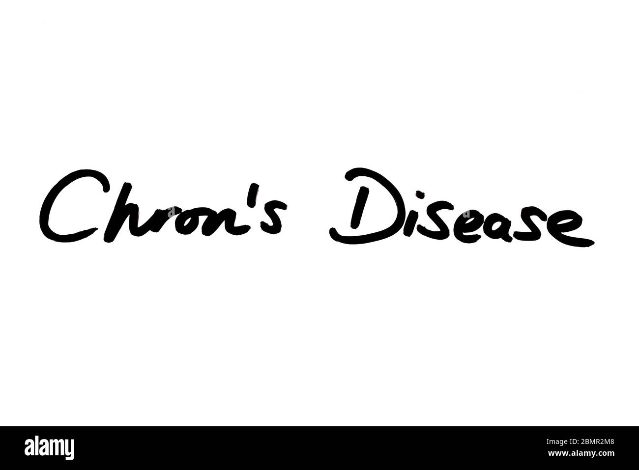 Chrons Krankheit handgeschrieben auf einem weißen Hintergrund. Stockfoto