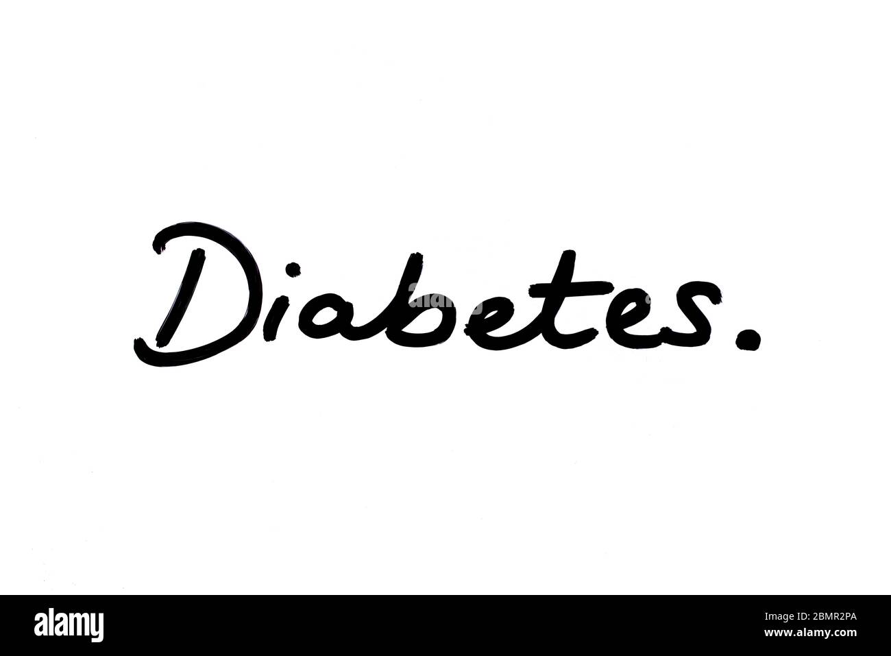 Diabetes handschriftlich auf weißem Hintergrund. Stockfoto