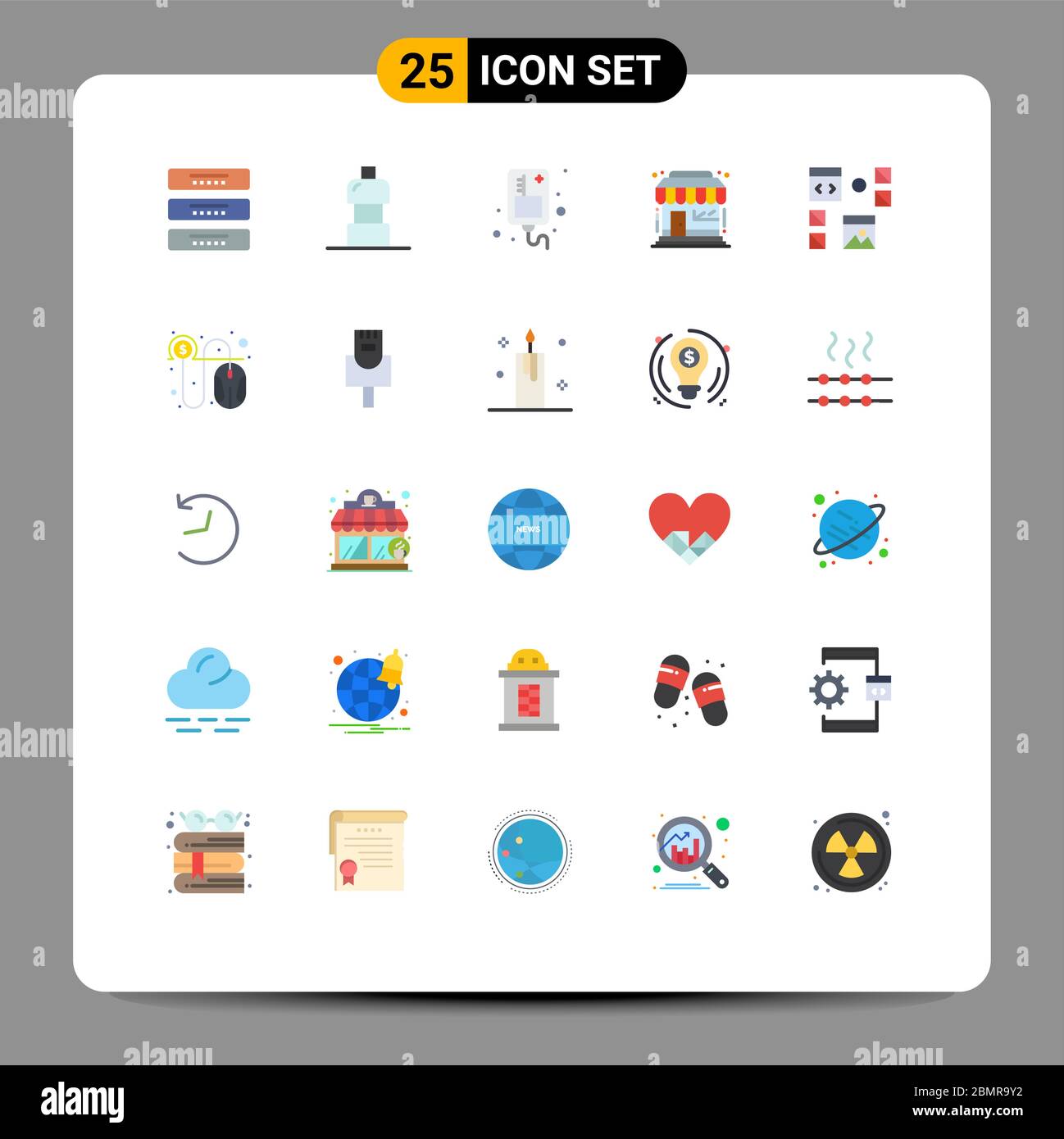 25 Kreative Ikonen Moderne Zeichen und Symbole der Entwicklung, speichern, Tropfen, Shop, Markt editierbare Vektor Design-Elemente Stock Vektor