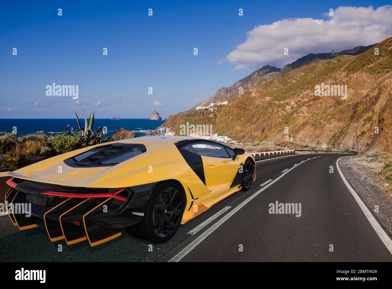 Lamborghini Centenario Supersportwagen fahren die landschaftlich schöne Route in den Kanarischen Inseln Stockfoto