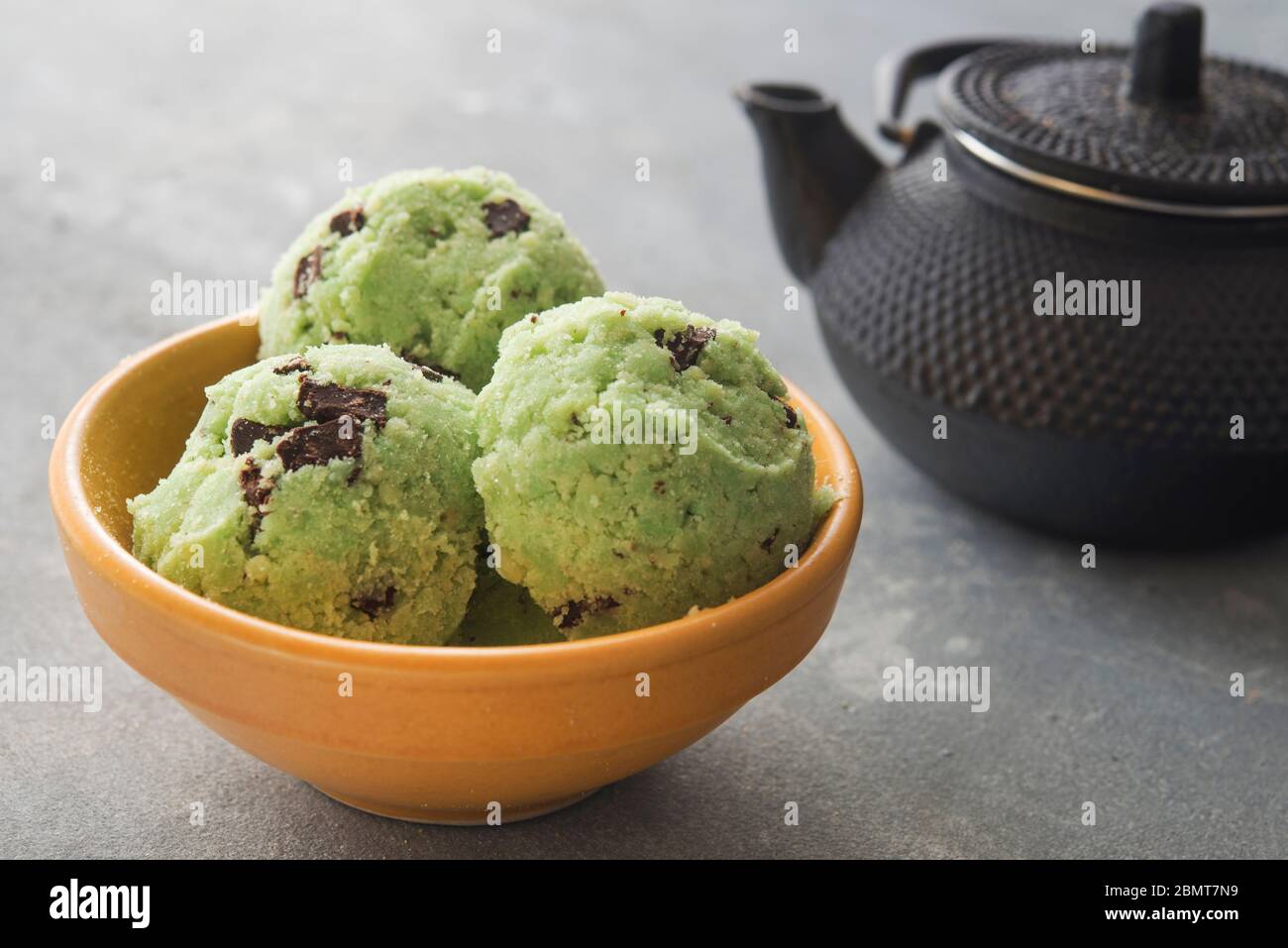 Eis mit Tee Matcha Stockfoto