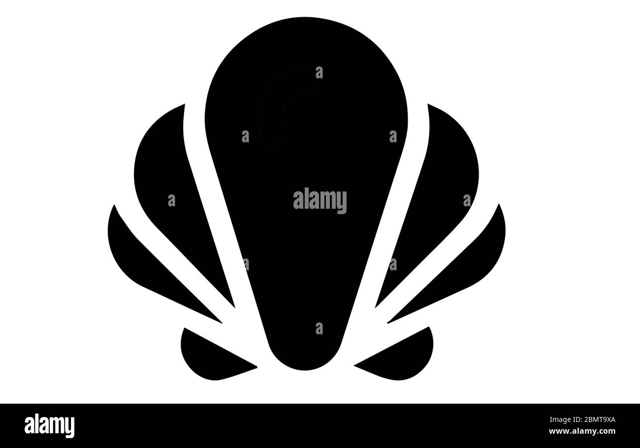 Silhouette der Muschel auf weißem Hintergrund Stockfoto